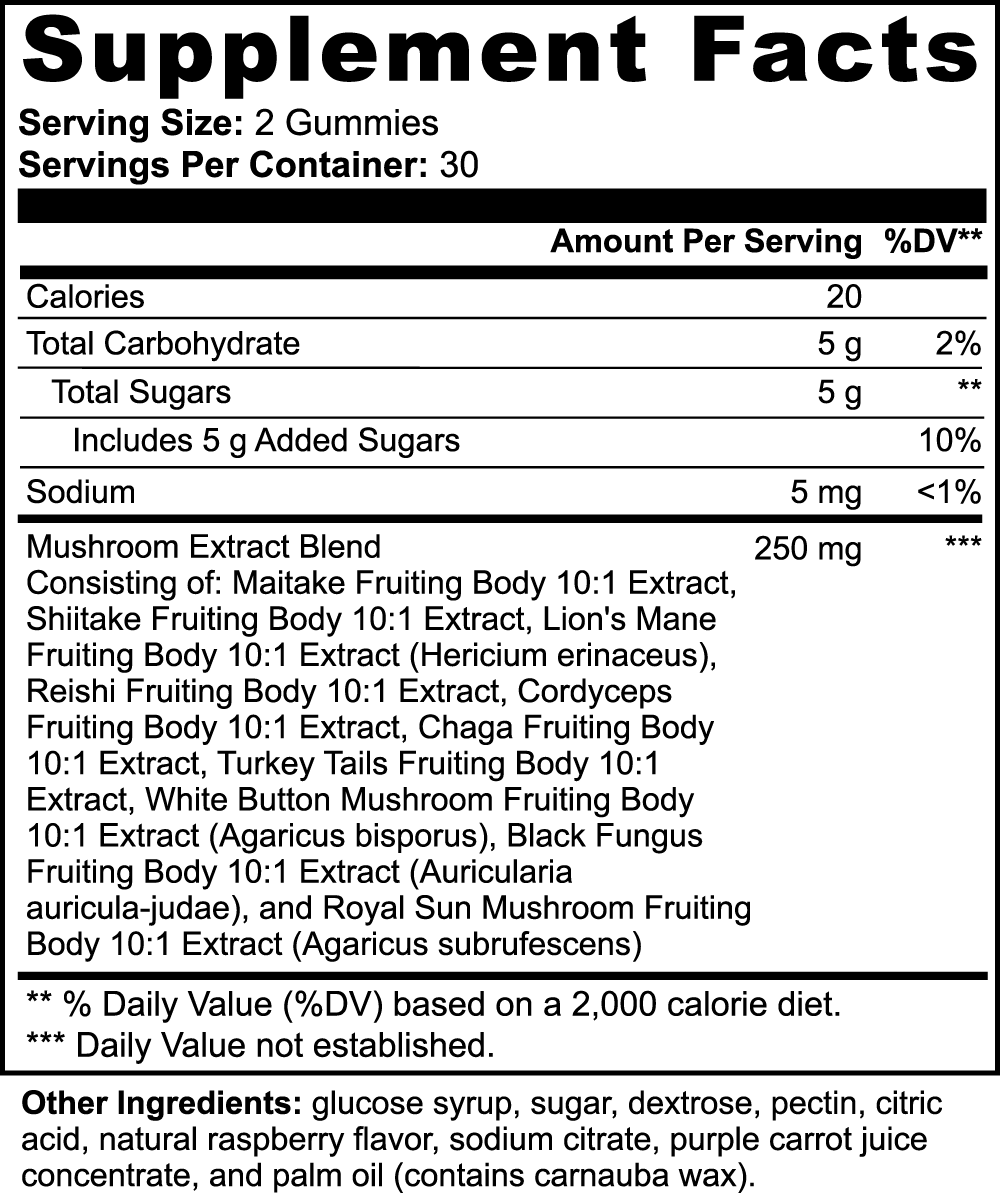 Mushroom Blend Complex - Raspberry Flavor